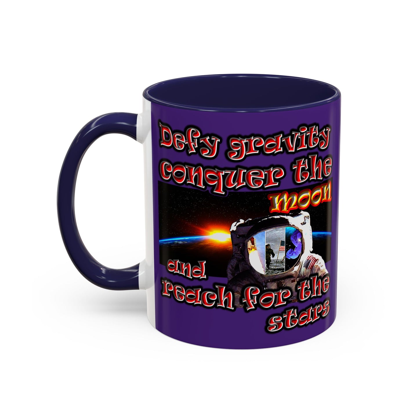 defy conquer reach - Accent Mug (purple)