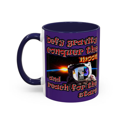defy conquer reach - Accent Mug (purple)
