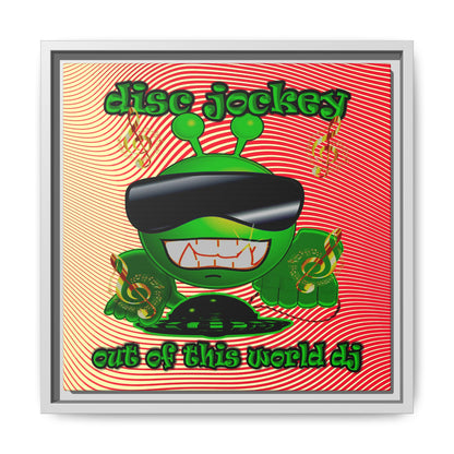 disc jockey - framed canvas art (yellow-orange wave)