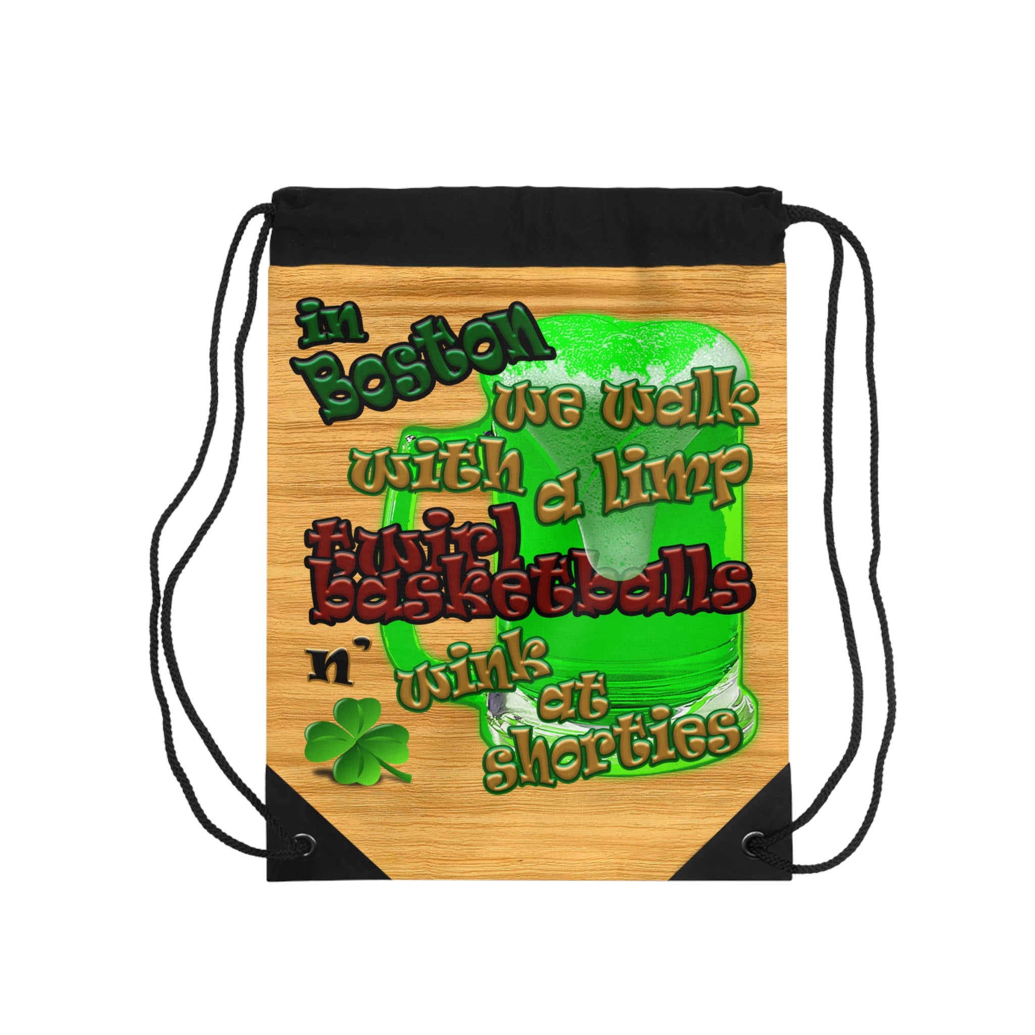 celtics logo - Drawstring Bag (butterscotch wood finish)