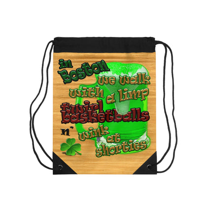 celtics logo - Drawstring Bag (butterscotch wood finish)