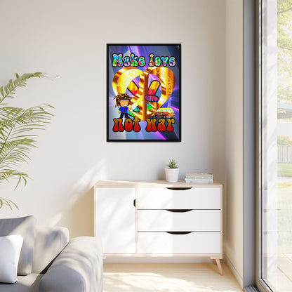 love peace - framed canvas art (grey-pink wave)