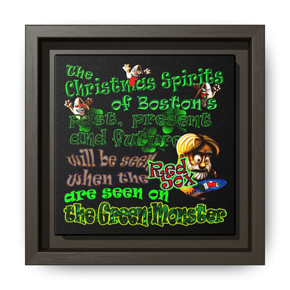 christmas spirits of boston - framed canvas art (black)