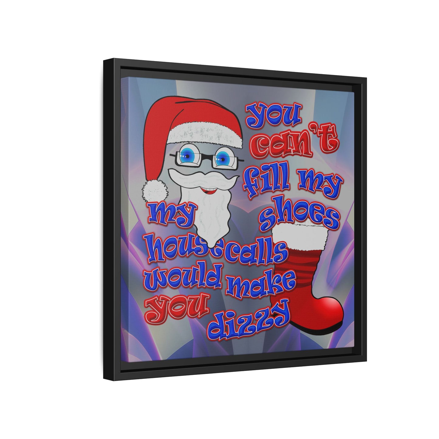 santa's shoes - framed canvas art (grey-pink wave)