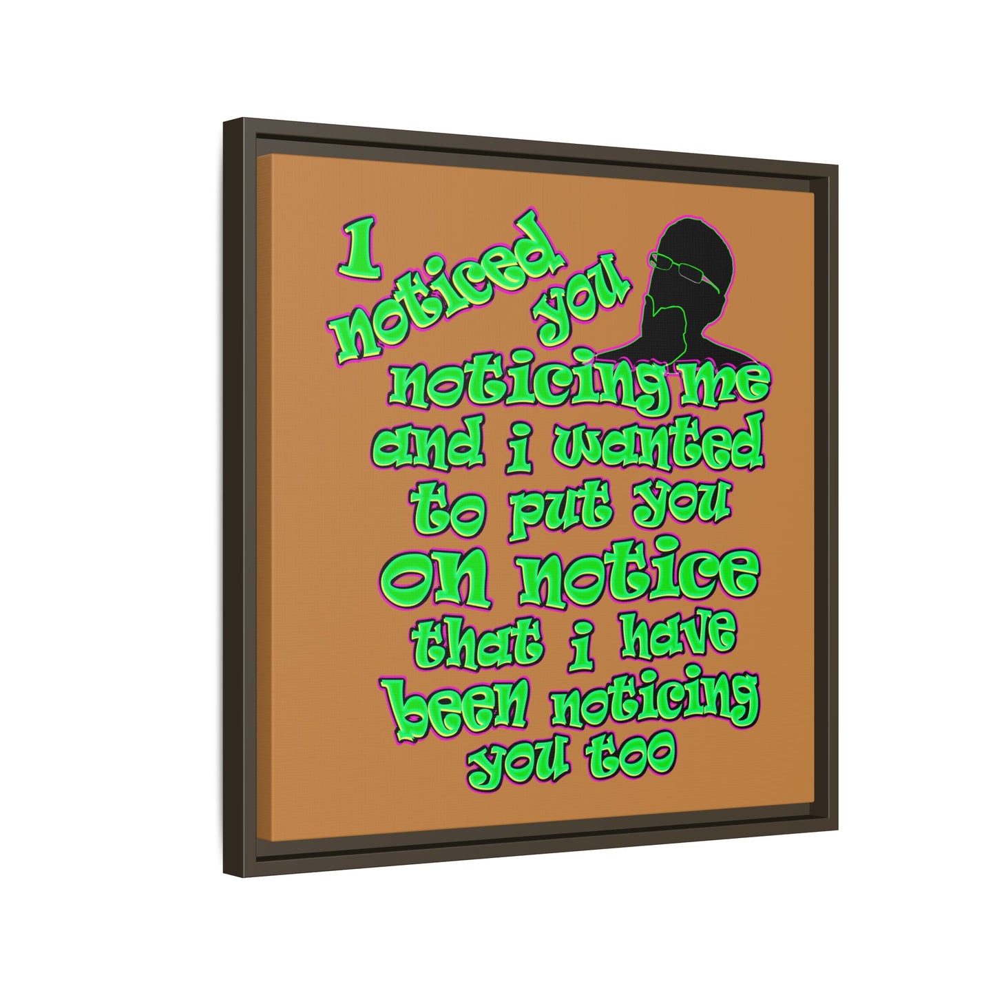 noticed you noticing - framed canvas art (light brown)