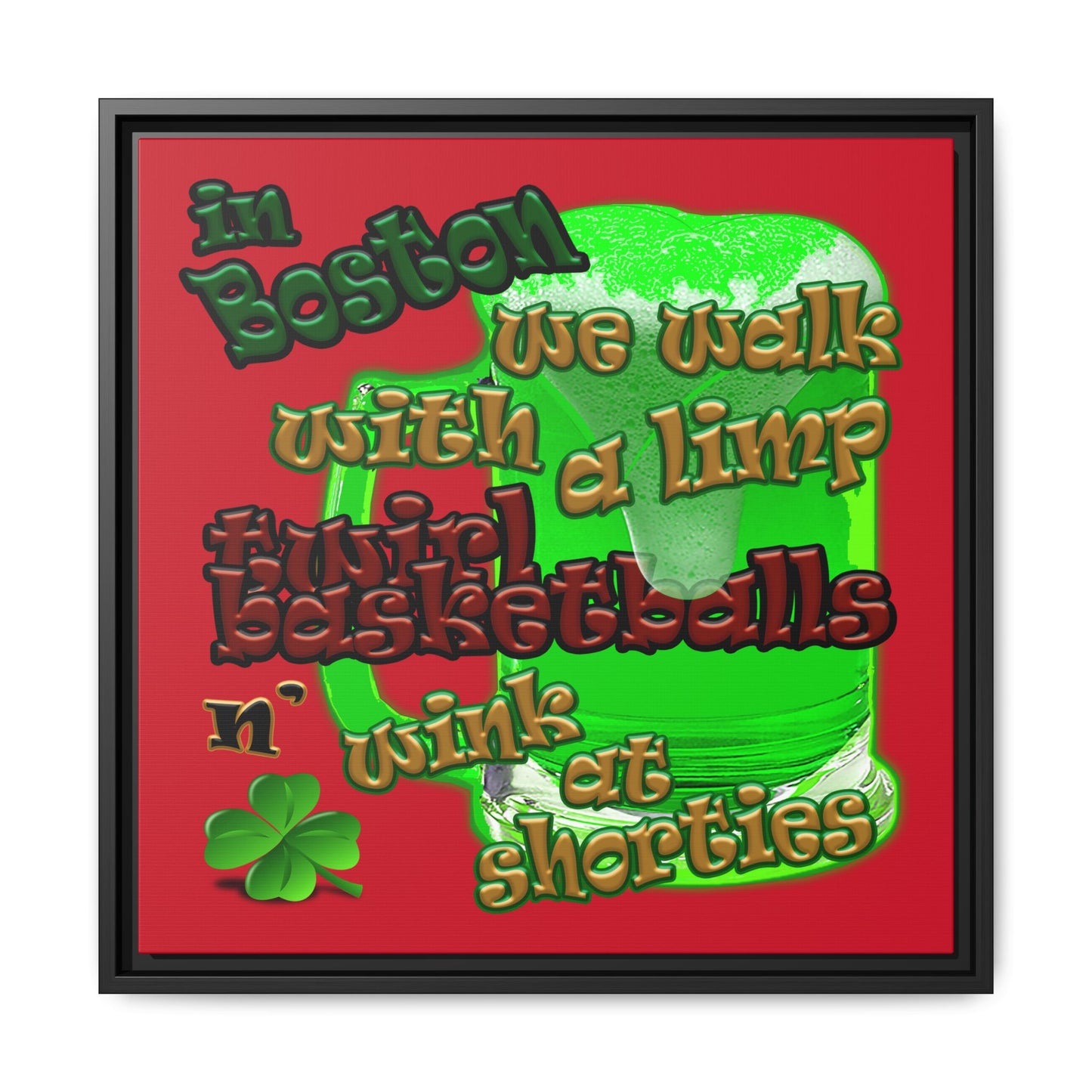 celtics logo - framed canvas art (dark red)