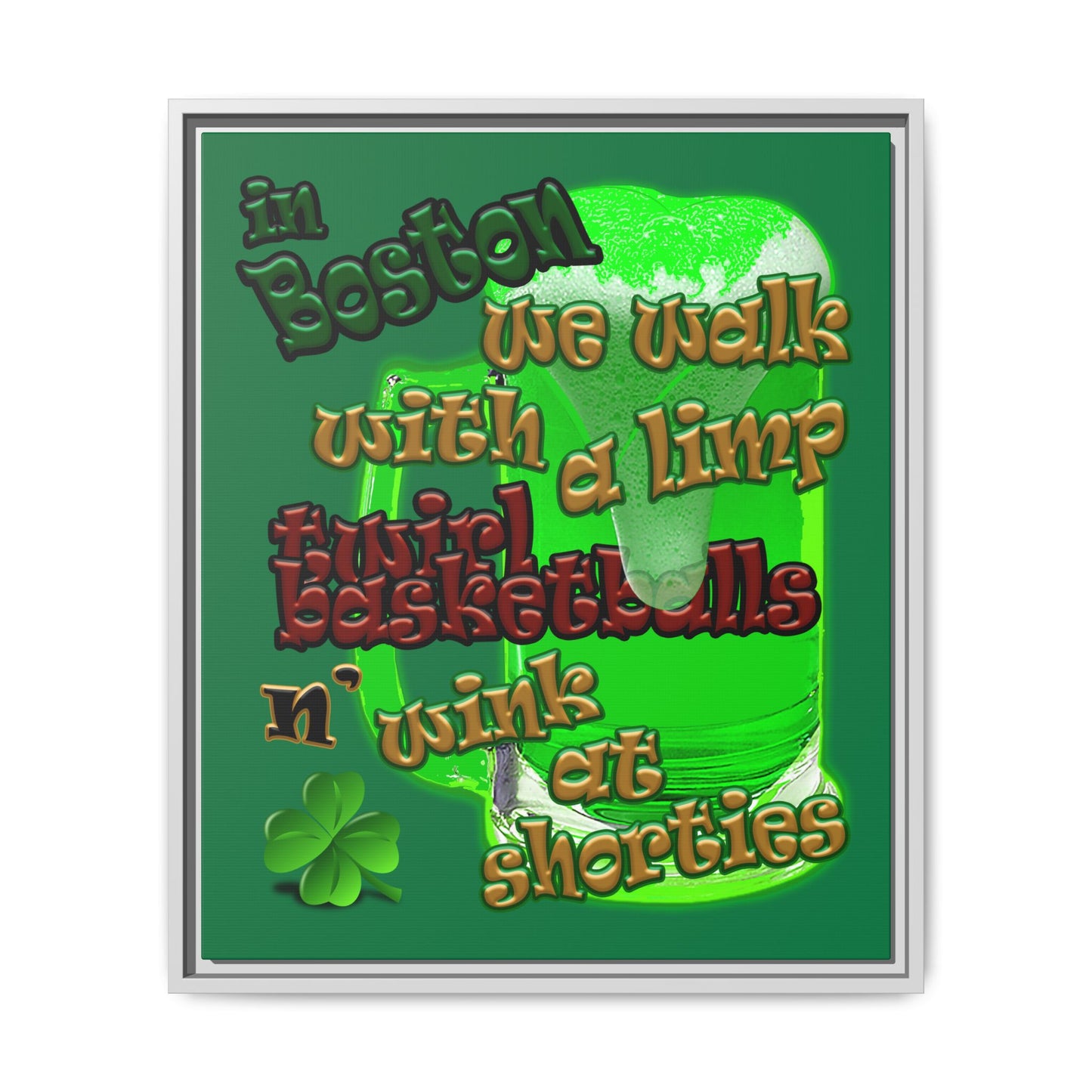 celtics logo - framed canvas art (dark green)
