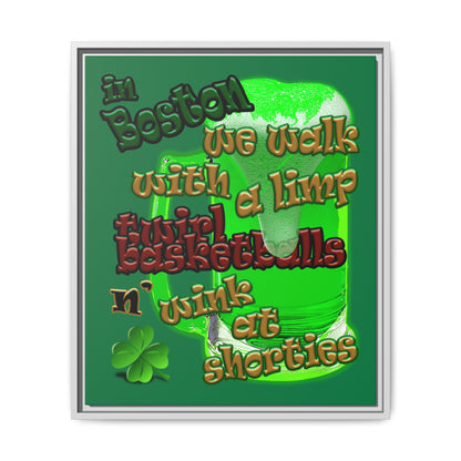 celtics logo - framed canvas art (dark green)