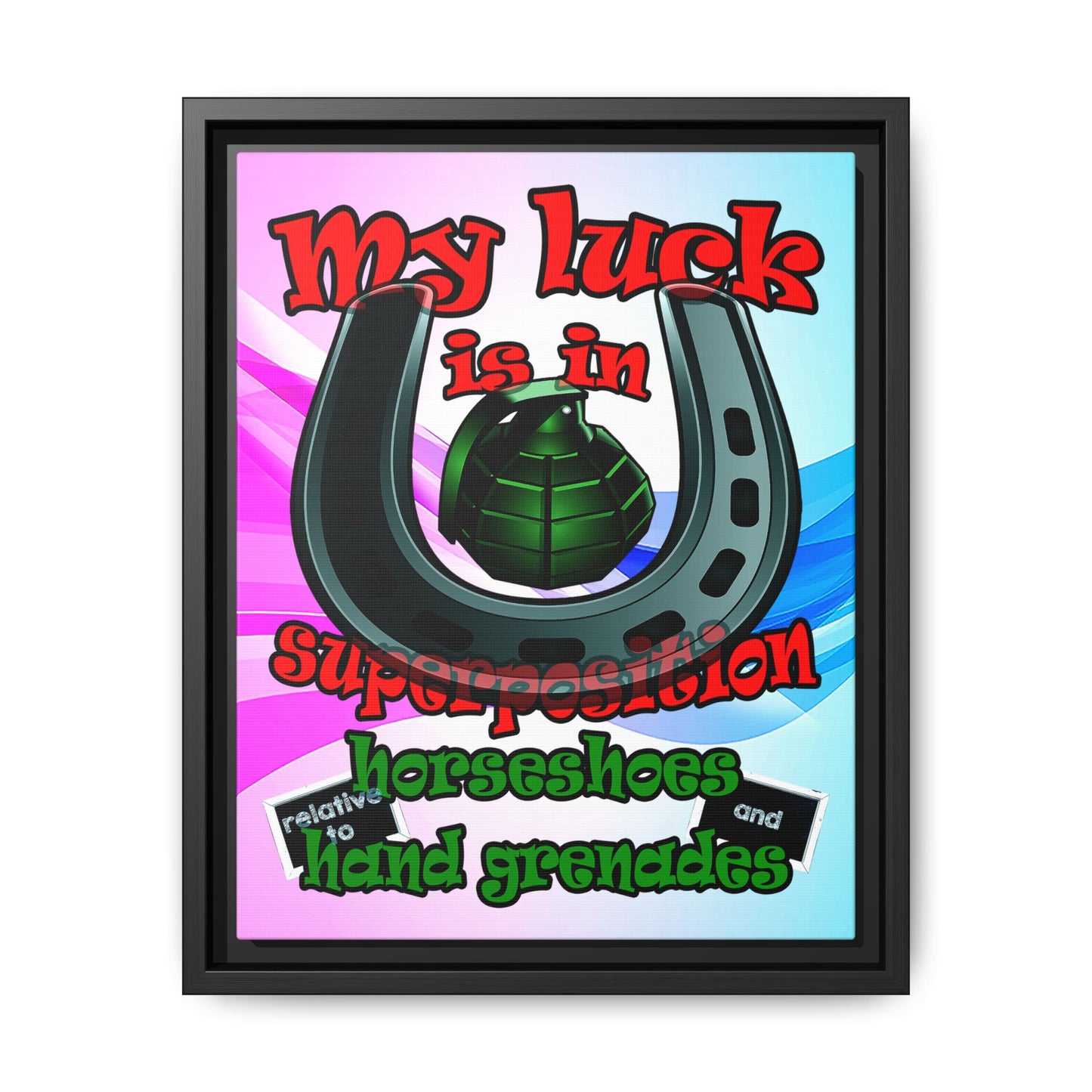 my luck - framed canvas art (light blue-pink wave)