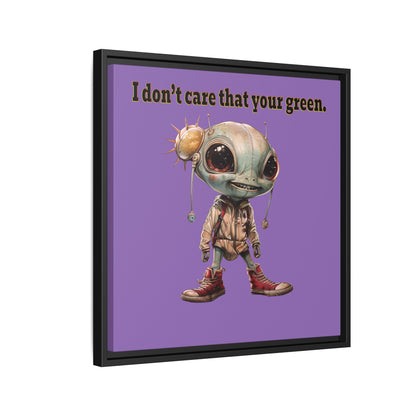 I don't care that your green - framed canvas art (light purple)