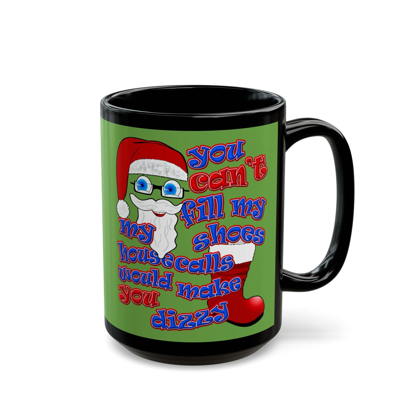 santa's shoes - Black Mug (green)