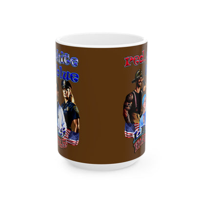 rw&b lives matter - White Mug (brown)