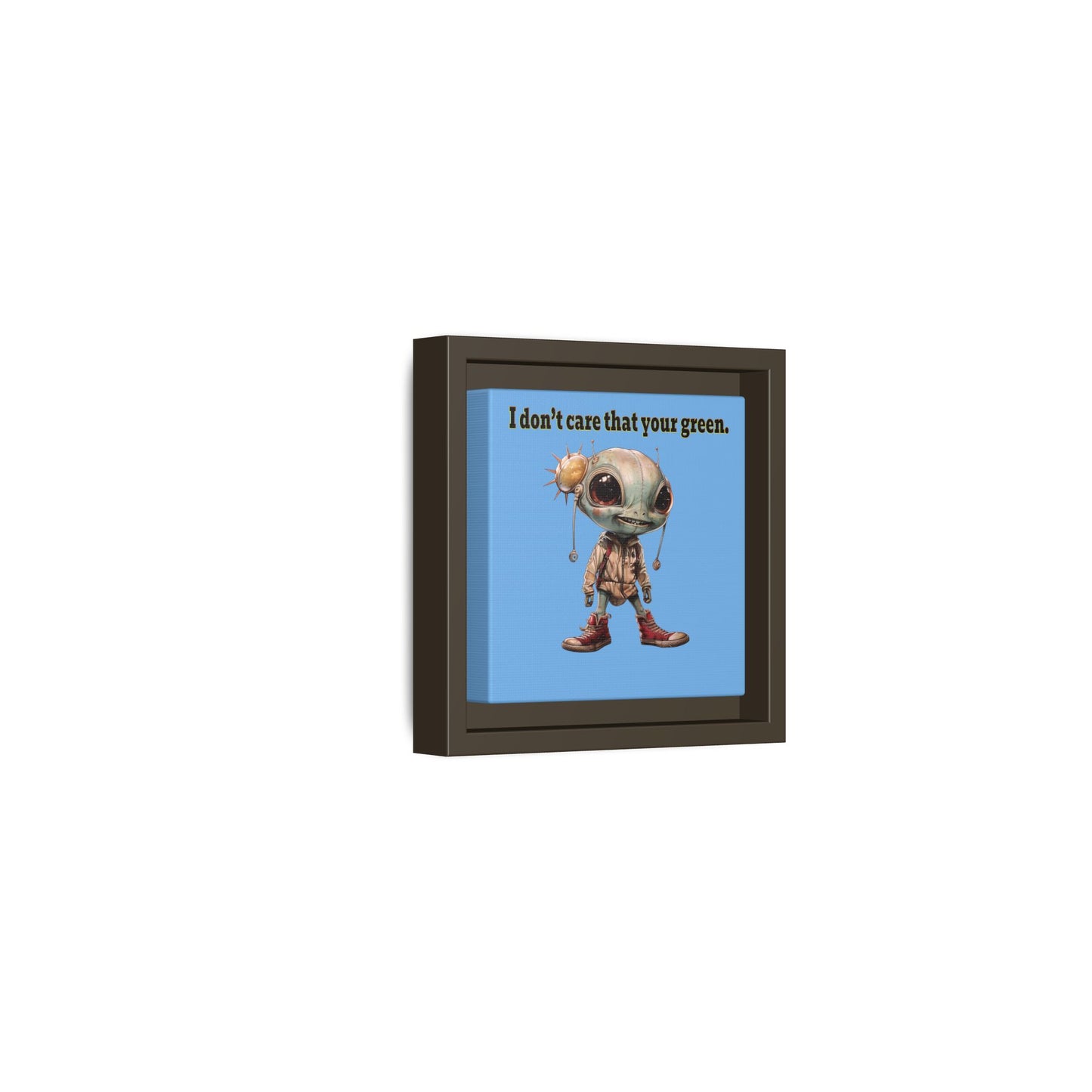I don't care that your green - framed canvas art (light blue)