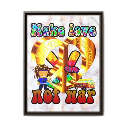 love peace - framed canvas art (white marble)