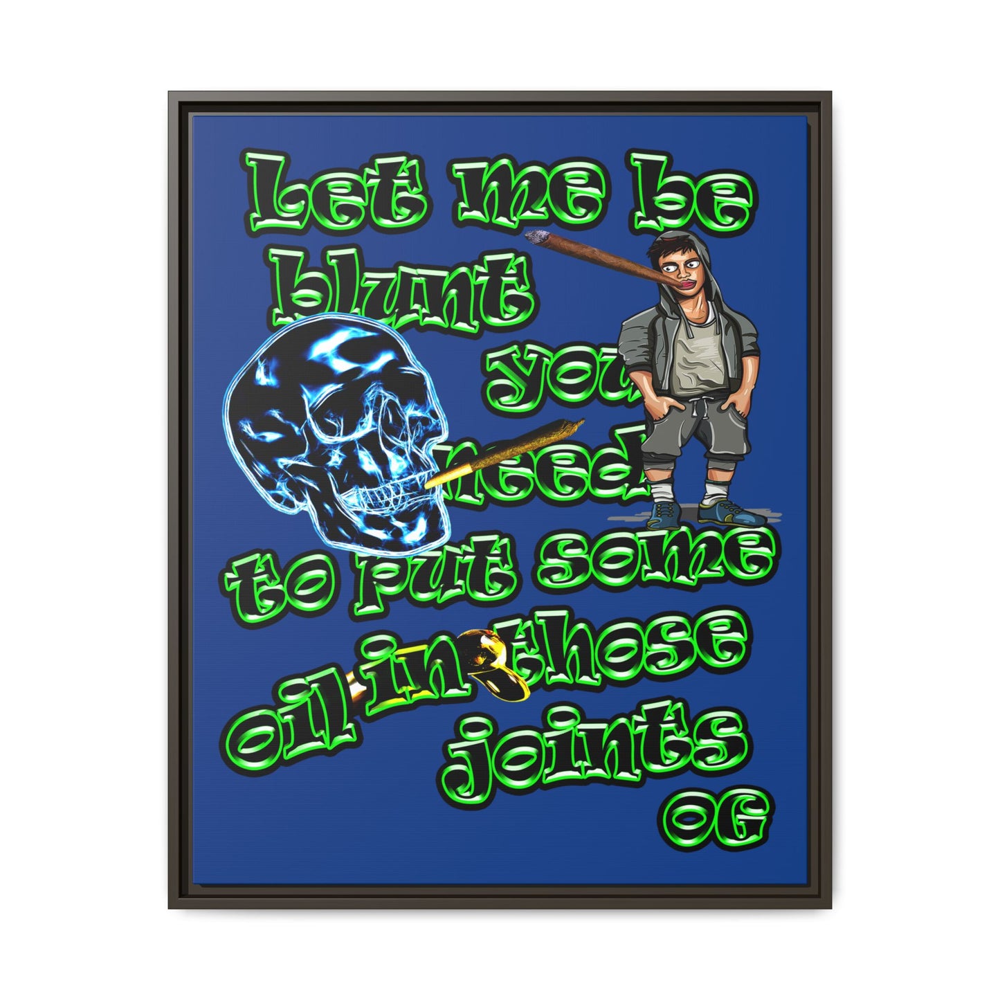 og - framed canvas art (dark blue)