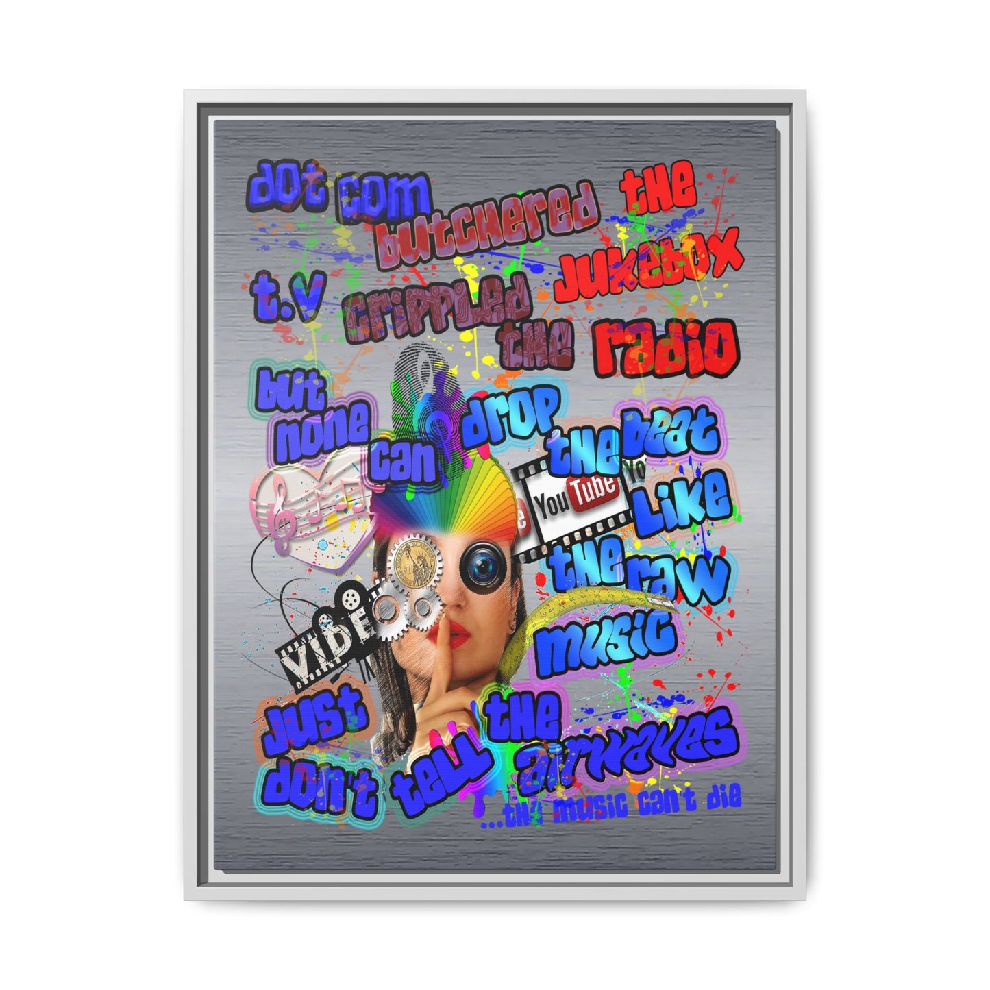 drop the beat - framed canvas art (brushed nickel)