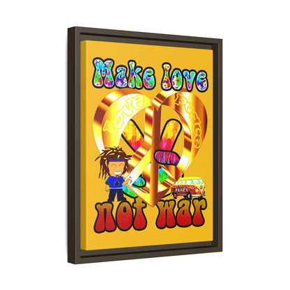 love peace - framed canvas art (yellow)