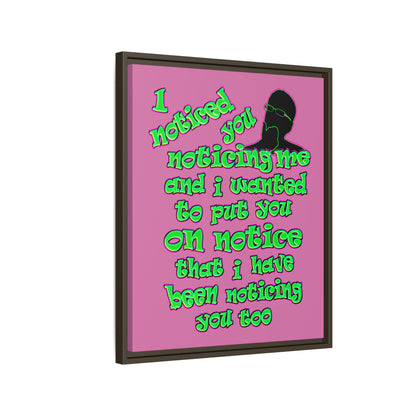 noticed you noticing - framed canvas art (light pink)