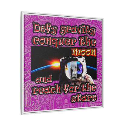 defy conquer reach - framed canvas art (pink swirl)