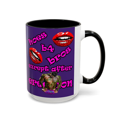 hoes b4 bros - Accent Mug (purple)