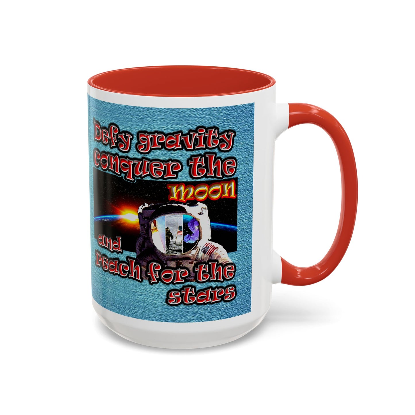 defy conquer reach - Accent Mug (faded blue)