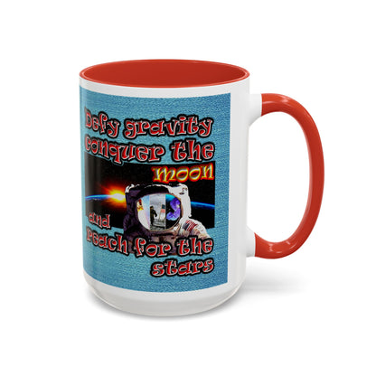defy conquer reach - Accent Mug (faded blue)