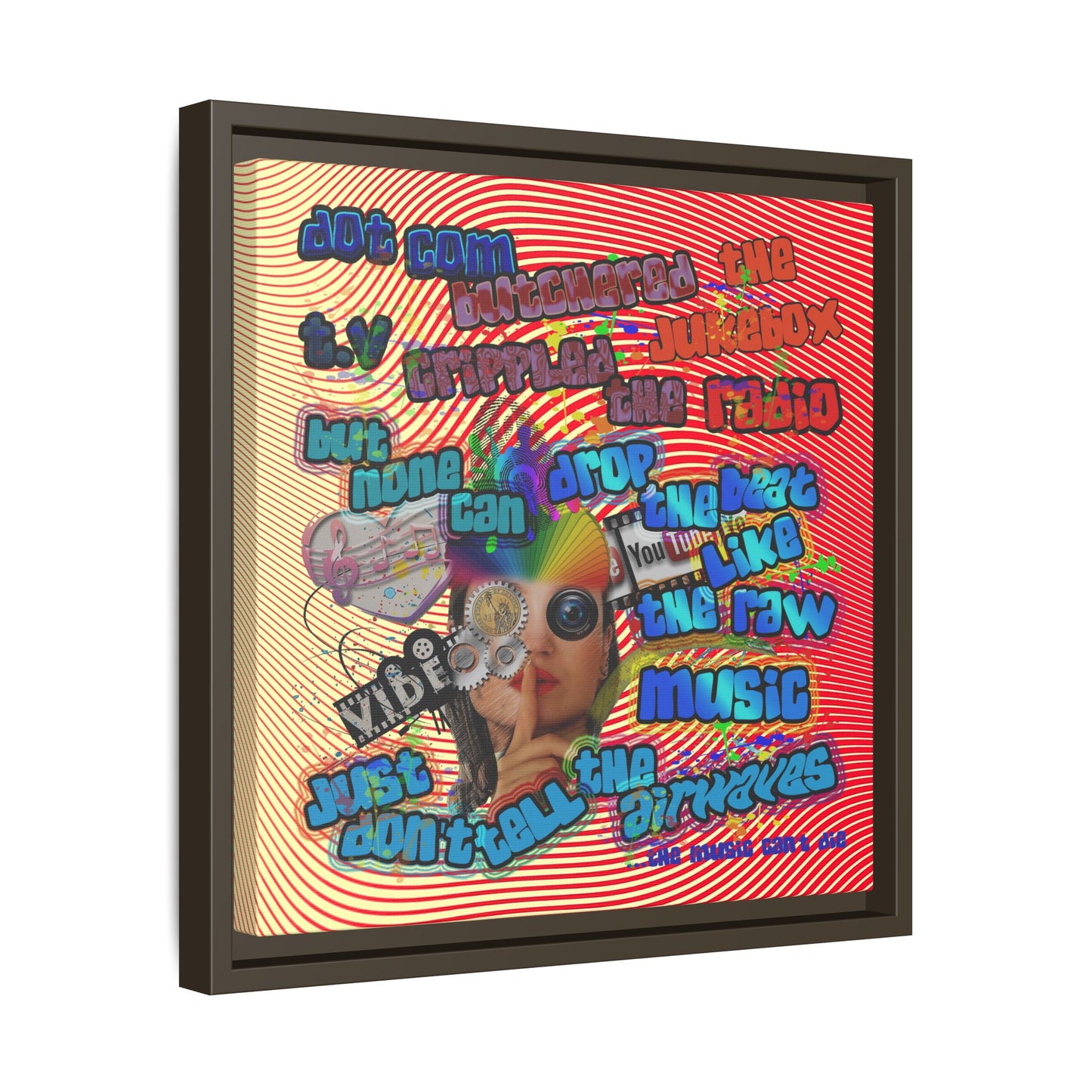drop the beat - framed canvas art (yellow-orange wave)