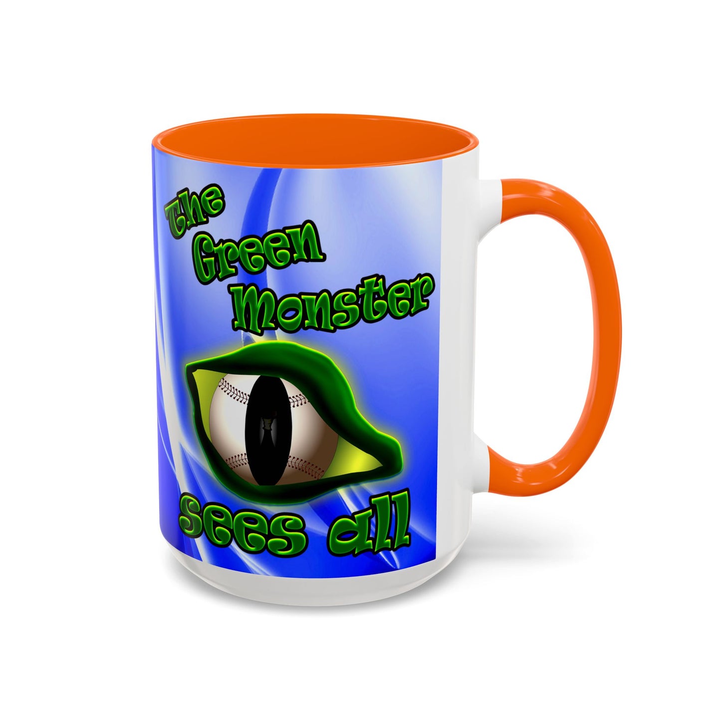 green monster - Accent Mug (blue-white wave)