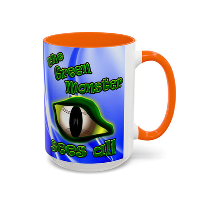 green monster - Accent Mug (blue-white wave)