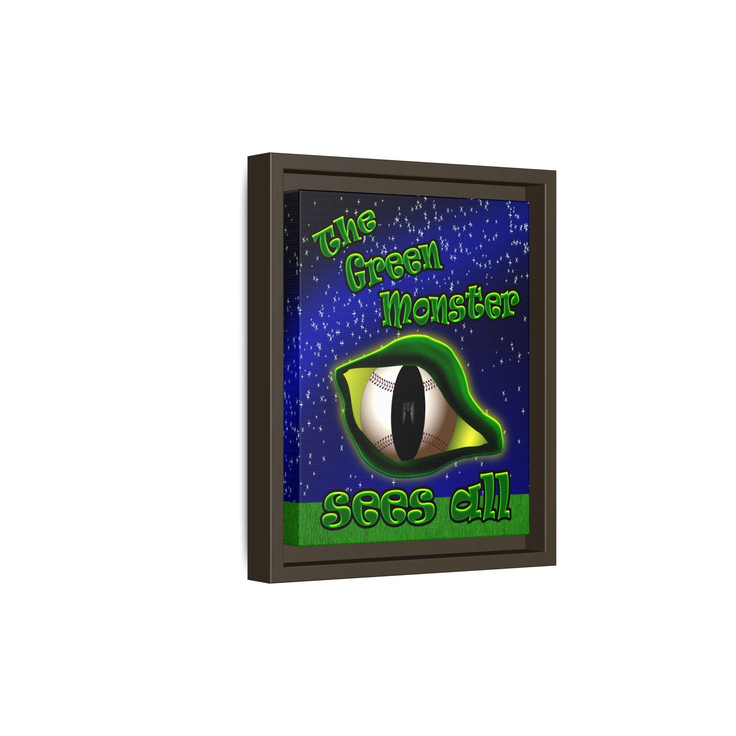 green monster - framed canvas art ('snoops' background)
