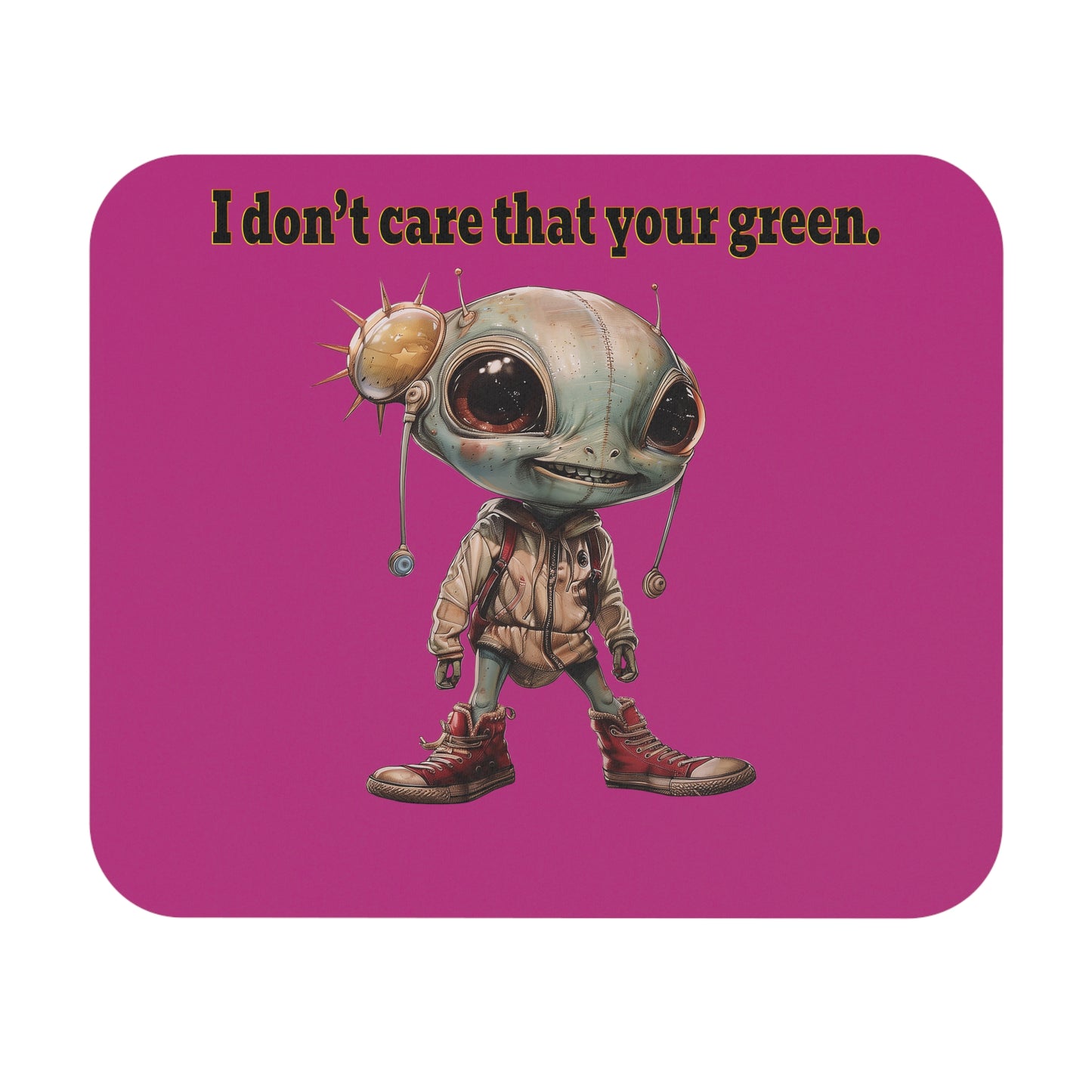 I don't care that your green - Mouse Pad (Rectangle) (pink)