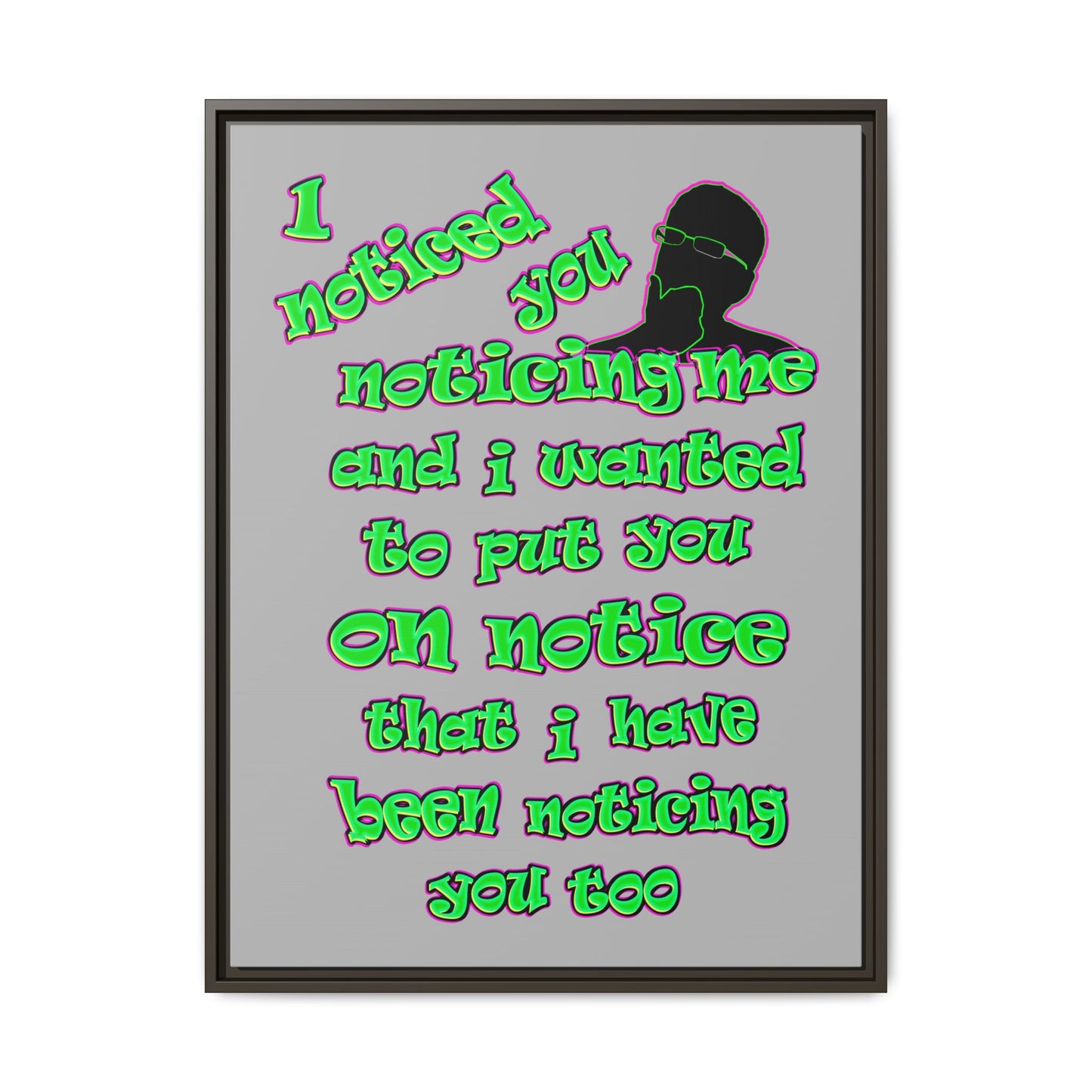 noticed you noticing - framed canvas art (light grey)