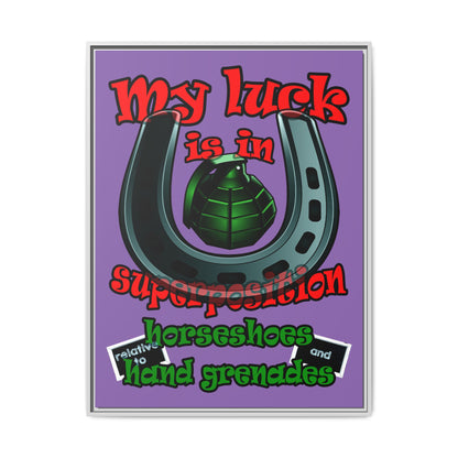 my luck - framed canvas art (light purple)