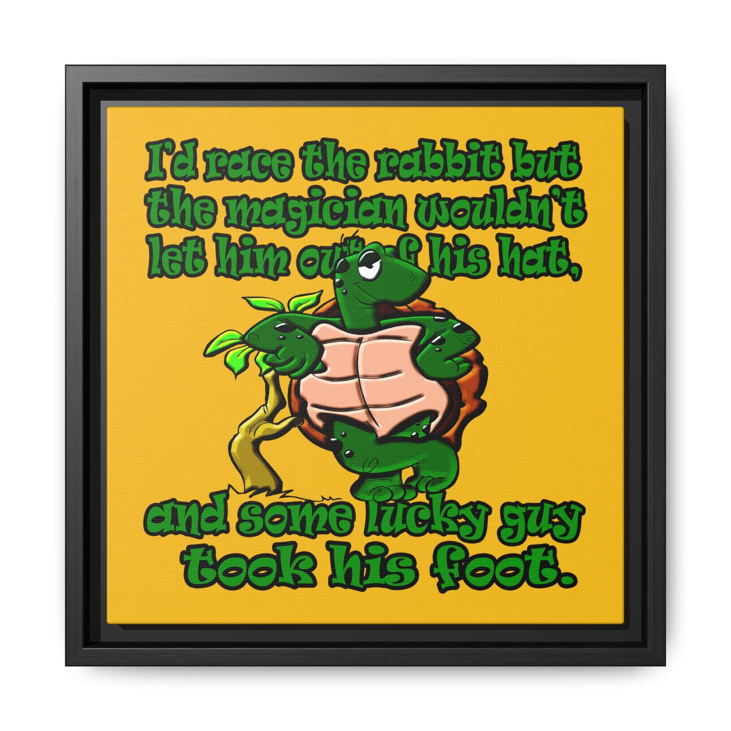 turtle race - framed canvas art (yellow)