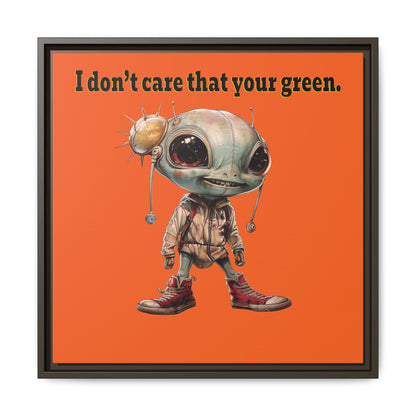 I don't care that your green - framed canvas art (orange)
