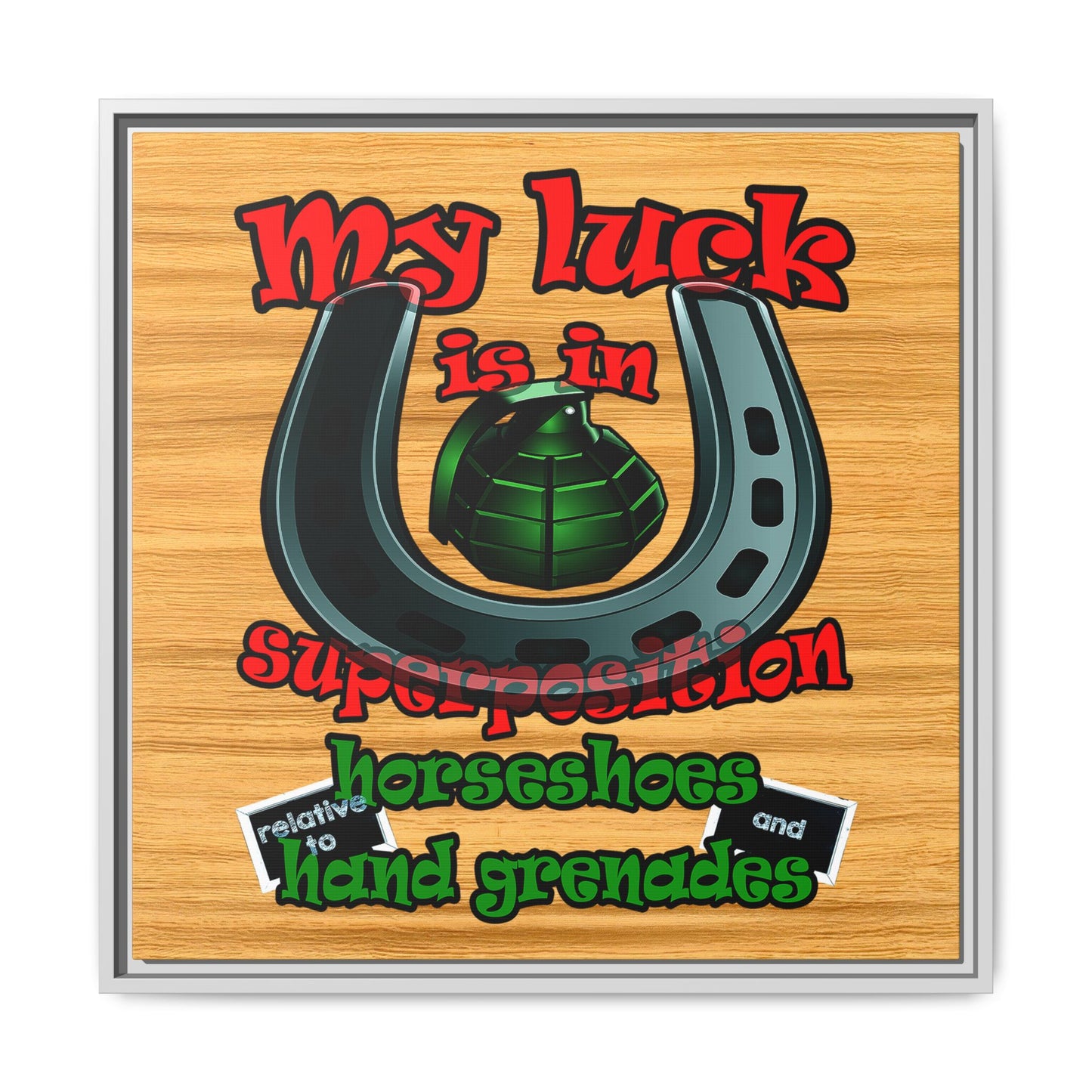 my luck - framed canvas art (butterscotch wood finish)