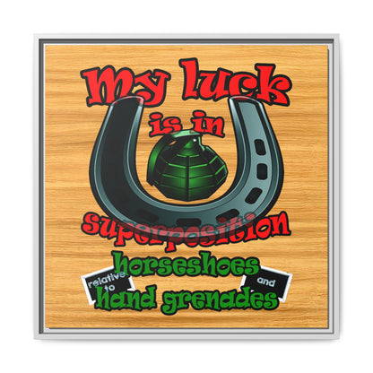 my luck - framed canvas art (butterscotch wood finish)