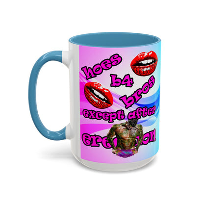 hoes b4 bros - Accent Mug (light blue-pink wave)