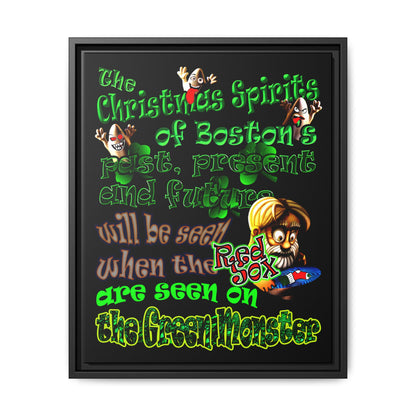 christmas spirits of boston - framed canvas art (black)