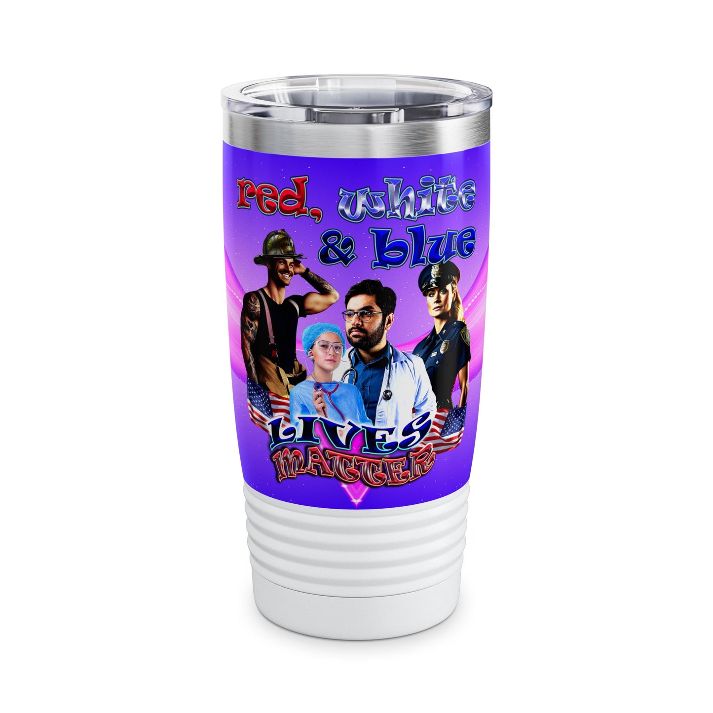 rw&b lives matter - Ringneck Tumbler, 20oz (purple-pink wave)