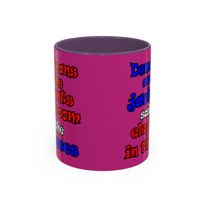 donkeys and elephants - Accent Mug (pink)