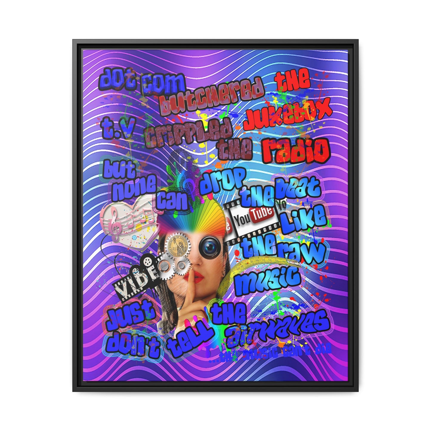 drop the beat - framed canvas art (purple wave)