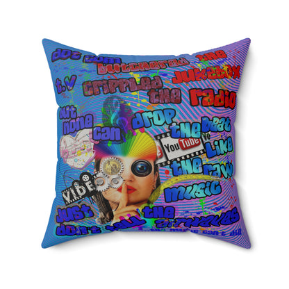 drop the beat - Faux Suede Square Pillow - (light blue-purple wave)