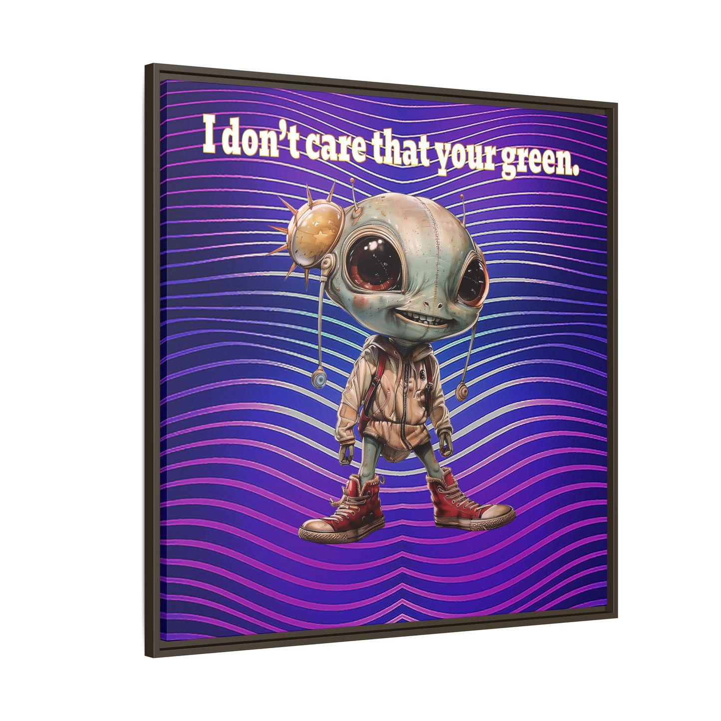 I don't care that your green - framed canvas art (purple wave)