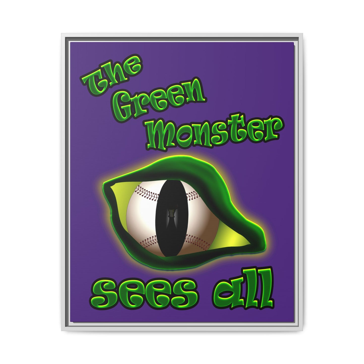 green monster - framed canvas art (purple)