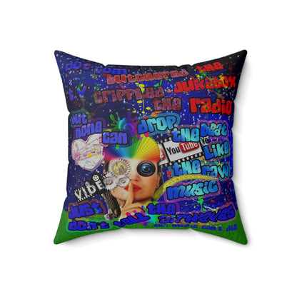 drop the beat - Spun Polyester Square Pillow - ('snoops' background)
