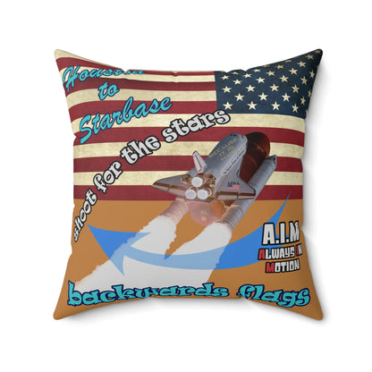 shoot for the stars - Spun Polyester Square Pillow - (light brown)