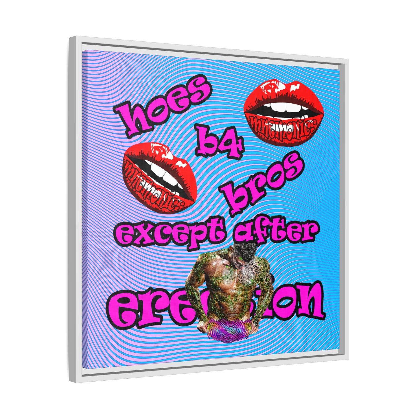 hoes b4 bros - framed canvas art (light blue-purple wave)