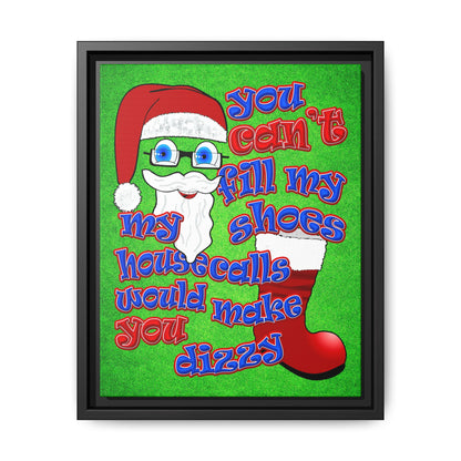 santa's shoes - framed canvas art (green turf)
