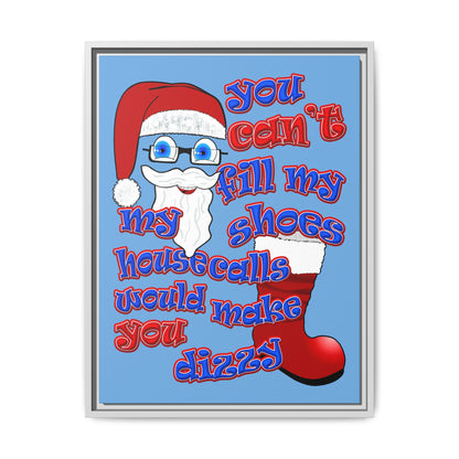 santa's shoes - framed canvas art (light blue)
